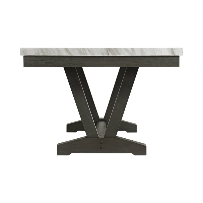Everdeen Dining Table w/ White Faux Marble Top in Charcoal