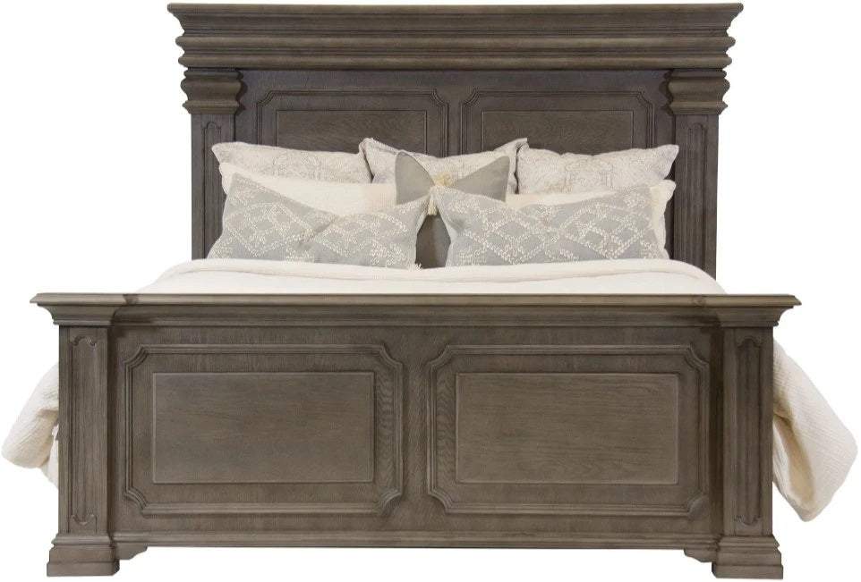 Elements International Kings Court King Panel Bed in Grey