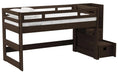 Elements International Cali Kids Twin Junior Loft Bed with Staircase in Brown image