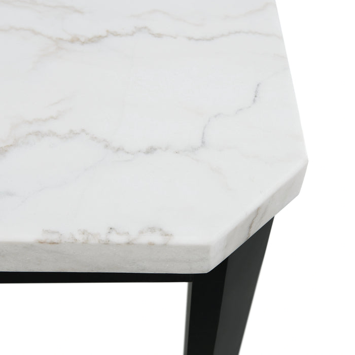 Francesca White Marble Rectangular 5PC Dining Set-Table & Four Black PU Chairs