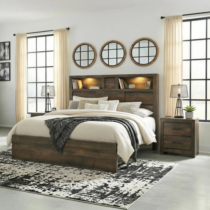 Bailey Bookcase Panel Bedroom Set with 2 Nightstands
