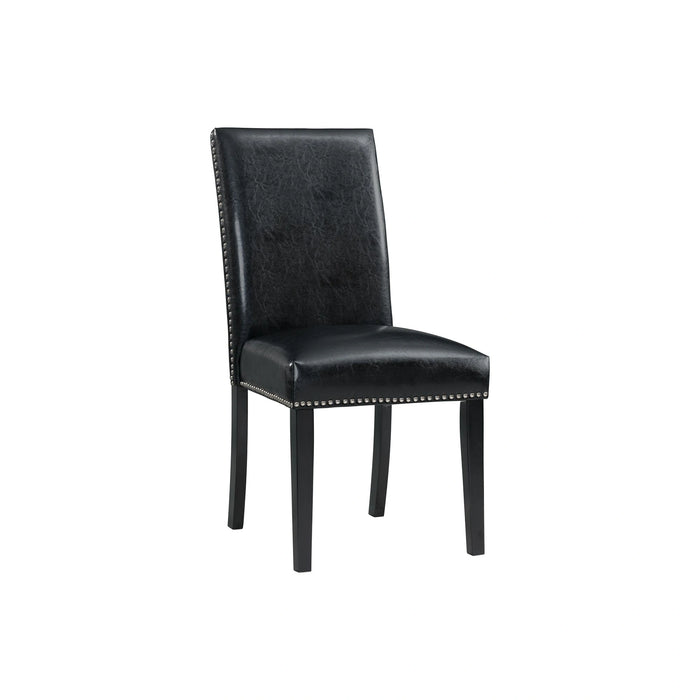 Francesca White Marble Rectangular 5PC Dining Set-Table & Four Black PU Chairs