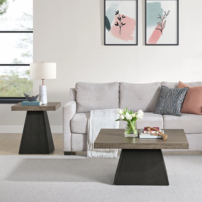 Jemma 2PC Occasional Table Set in Grey and Dark Espresso-Coffee Table & End Table