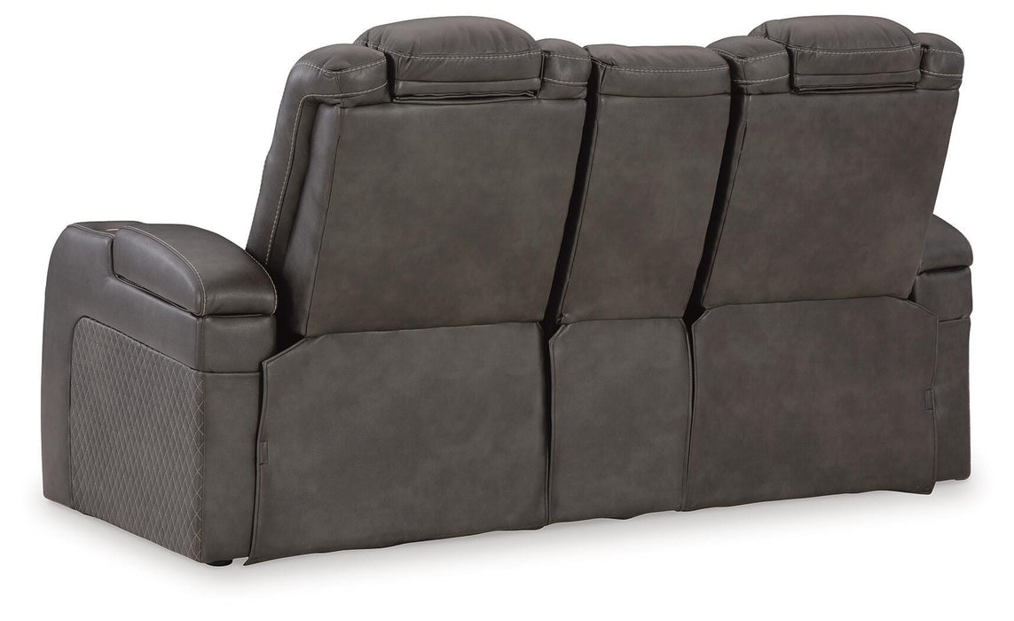 Fyne-Dyme Power Reclining Loveseat with Console - Eclectic 79 Furniture Store