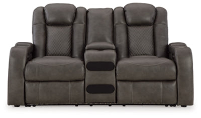 Fyne-Dyme Power Reclining Loveseat with Console - Eclectic 79 Furniture Store