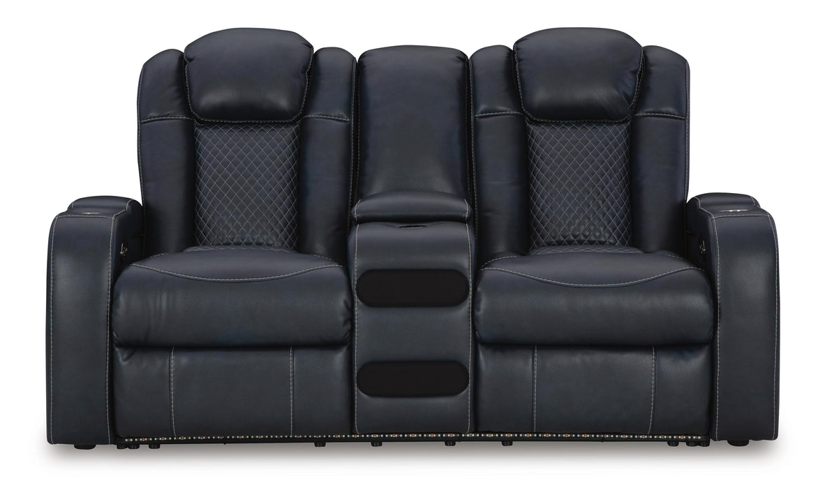 Fyne-Dyme Power Reclining Loveseat with Console - Eclectic 79 Furniture Store