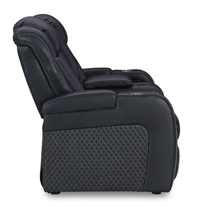 Fyne-Dyme Power Reclining Loveseat with Console - Eclectic 79 Furniture Store