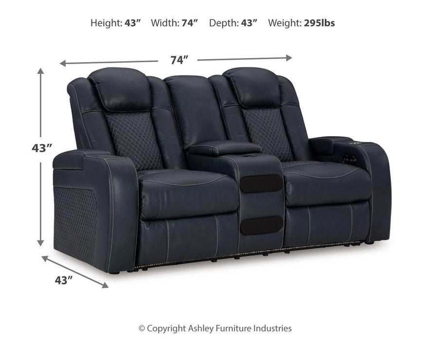 Fyne-Dyme Power Reclining Loveseat with Console - Eclectic 79 Furniture Store
