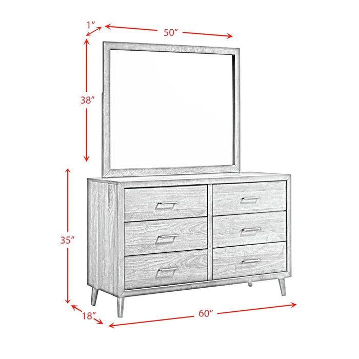 Malibu 6-Drawer Dresser & Mirror in Walnut