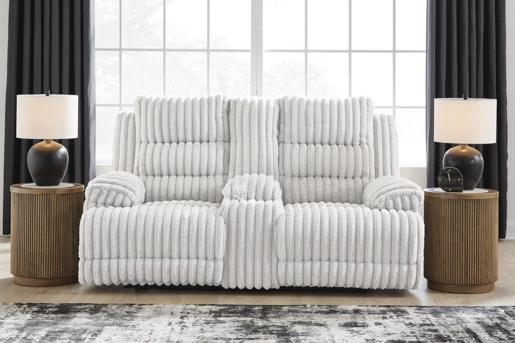 Rhines Falls Power Reclining Loveseat with Console - Eclectic 79 Furniture Store