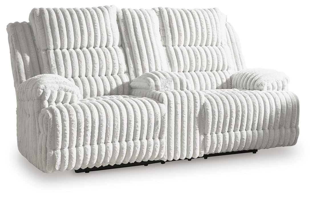 Rhines Falls Power Reclining Loveseat with Console - Eclectic 79 Furniture Store