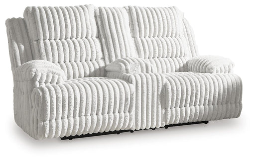 Rhines Falls Power Reclining Loveseat with Console - Eclectic 79 Furniture Store