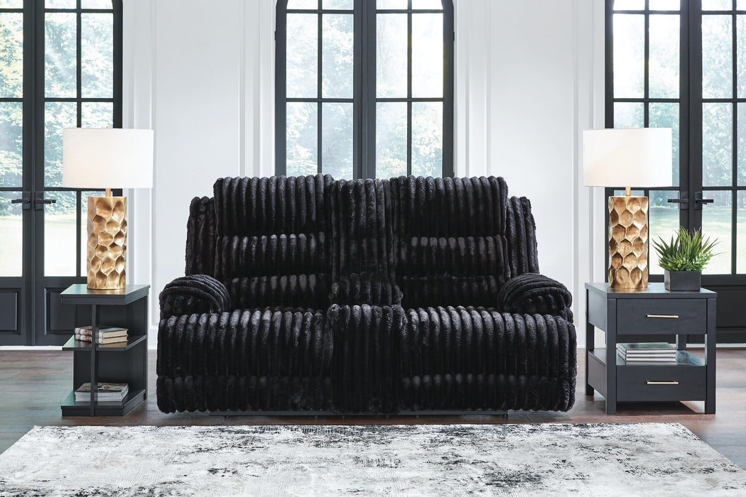 Rhine Falls Reclining Loveseat with Console - Eclectic 79 Furniture Store