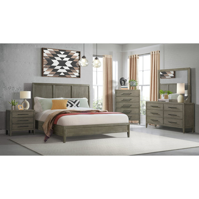 Elements International Versailles Queen Wooden Panel Bed with Low Footboard in Grey
