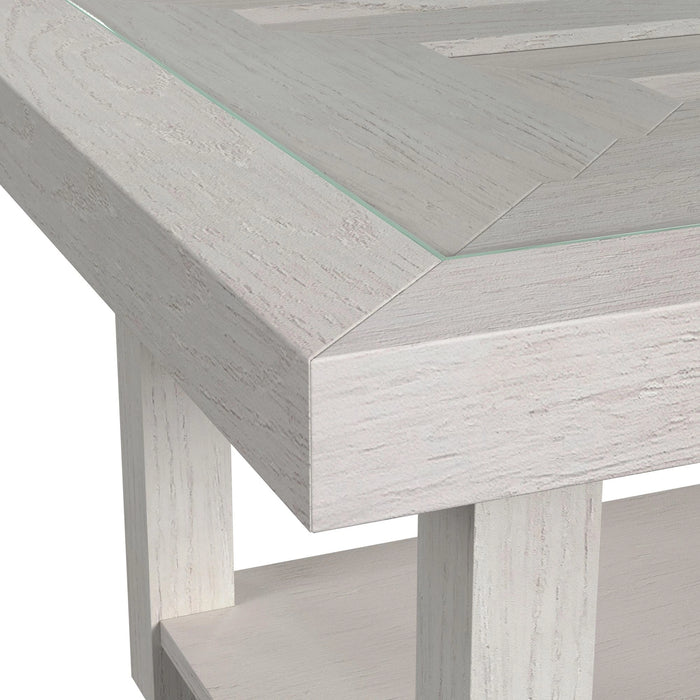 Avalanche 2PC Occasional Table Set in Antique White-Coffee Table & End Table