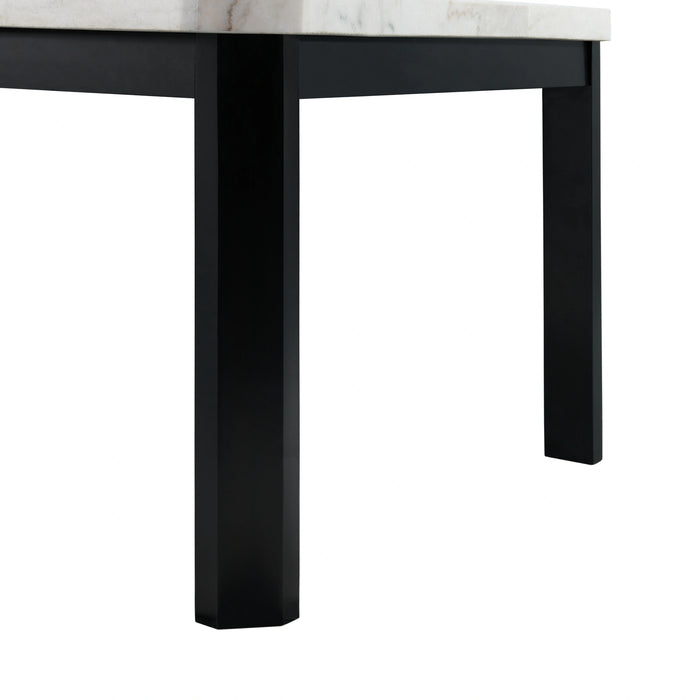 Francesca White Marble Rectangular 5PC Dining Set-Table & Four Black PU Chairs