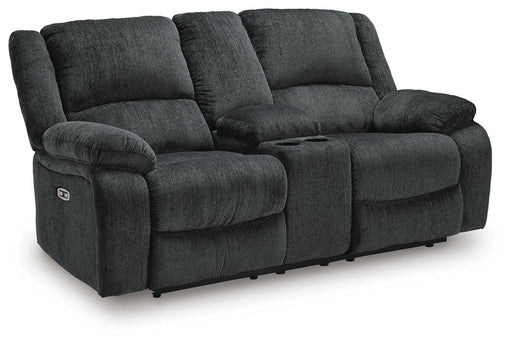 Draycoll Power Reclining Loveseat with Console - Eclectic 79 Furniture Store