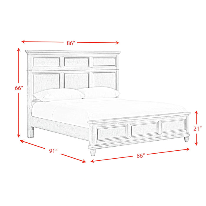 Whit-Ash Panel Bedroom Set with Door Chest in Light Grey