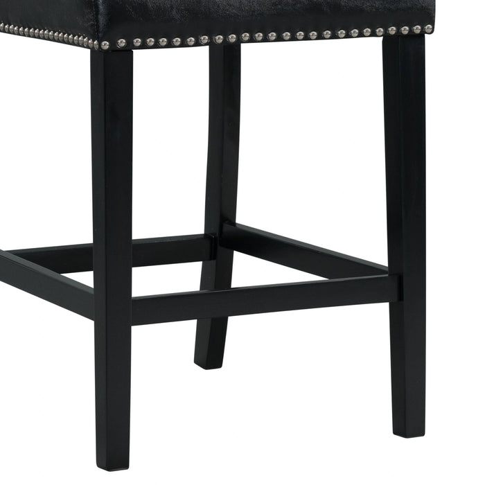 Francesca White Marble Square 5PC Counter Height Dining Set-Table & Four Black PU Chairs