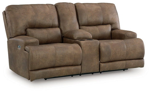 Beckley Place Power Reclining Loveseat with Console - Eclectic 79 Furniture Store