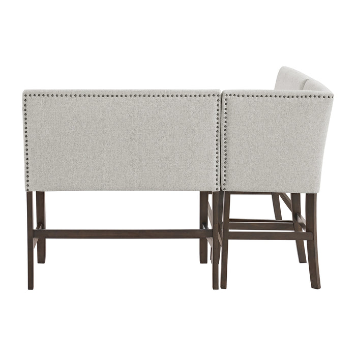 Seneca Counter 3PC Corner Bench with Grey Fabric