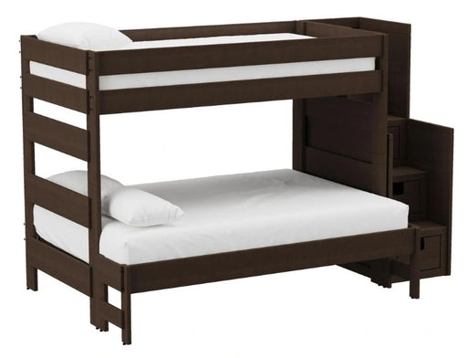 Elements International Cali Kids Twin over Full Bunk Bed with Staircase in Brown image