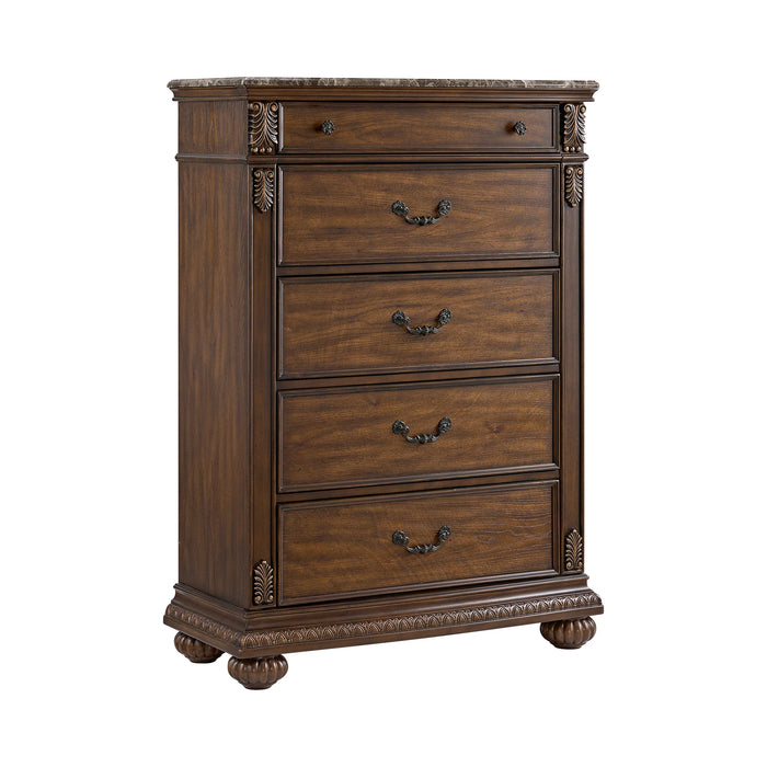 Cadenza UPH Bedroom Set with Black PU in Brown