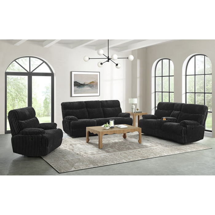 Admiral Motion Loveseat with Console in Masis Black - Eclectic 79 Furniture Store