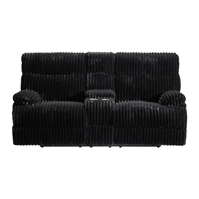 Admiral Motion Loveseat with Console in Masis Black - Eclectic 79 Furniture Store