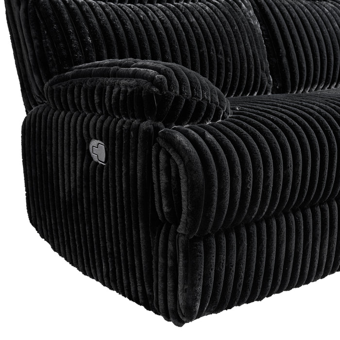 Admiral Motion Loveseat with Console in Masis Black - Eclectic 79 Furniture Store