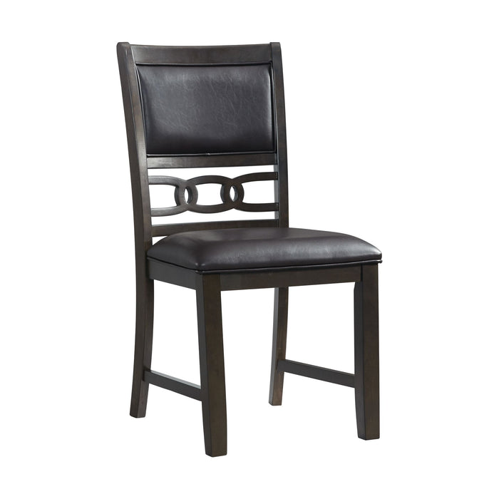 Amherst Dining Side Chair W/PU Cushion Side Stretcher Dark Finish (2 Per Pack) - Eclectic 79 Furniture Store