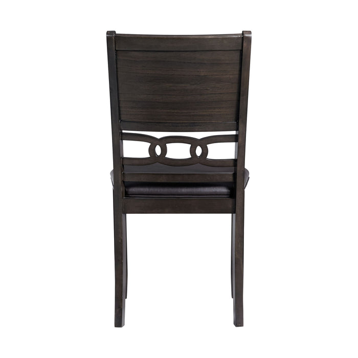 Amherst Dining Side Chair W/PU Cushion Side Stretcher Dark Finish (2 Per Pack) - Eclectic 79 Furniture Store