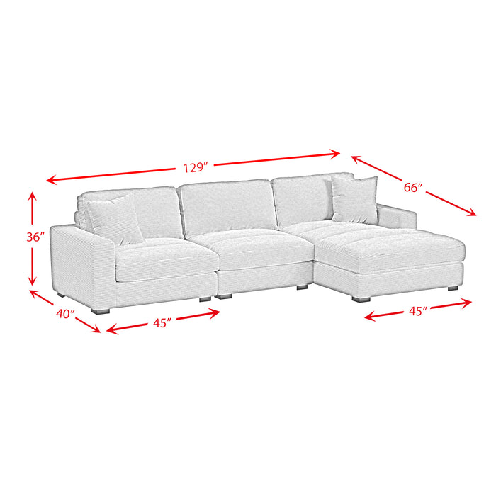 Arizona 3PC Sectional Set with RHF Chaise in Steno Black