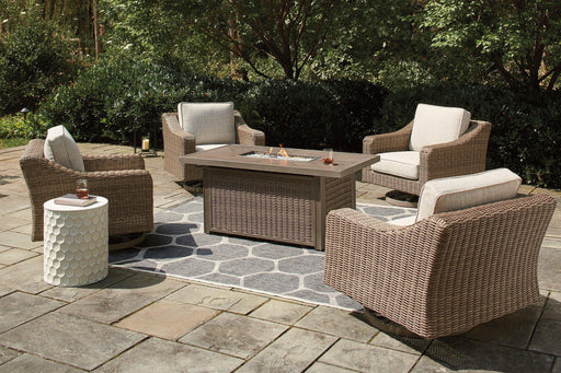 Beachcroft Beachcroft Fire Pit Table with Four Nuvella Swivel Lounge Chairs - Eclectic 79 Furniture Store