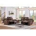 Atlantis Power Motion Loveseat with Power Motion Head Recliner & Console in Heritage Brown - Eclectic 79 Furniture Store