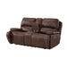Atlantis Power Motion Loveseat with Power Motion Head Recliner & Console in Heritage Brown - Eclectic 79 Furniture Store