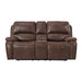 Atlantis Power Motion Loveseat with Power Motion Head Recliner & Console in Heritage Brown - Eclectic 79 Furniture Store