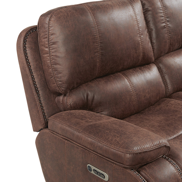 Atlantis 3PC Living Room Set in Heritage Brown-Sofa, Loveseat & Recliner