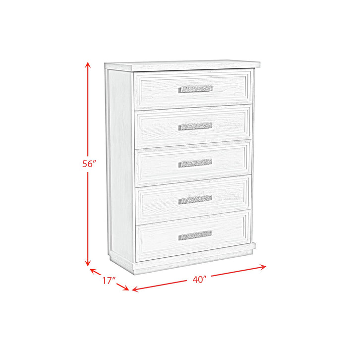 Avalanche 5-Drawer Chest in Antique White - Eclectic 79 Furniture Store