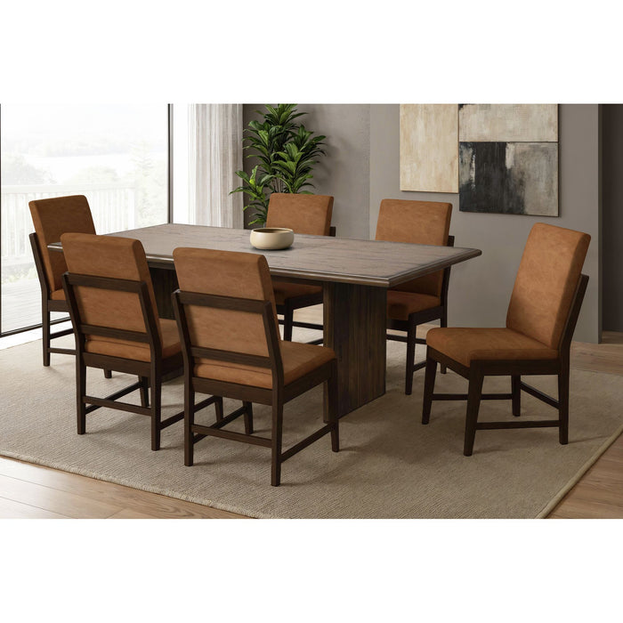 Brisbane Standard Height Dining Set in Brown-Table and Four Fabric Chairs - Eclectic 79 Furniture Store