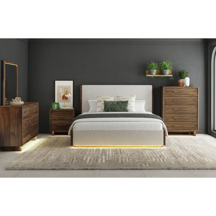 Brisbane UPH Bedroom Set with Boucle Beige and LED - Eclectic 79 Furniture Store