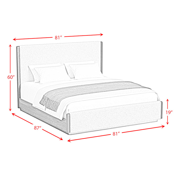 Brisbane UPH Bedroom Set with Boucle Beige and LED - Eclectic 79 Furniture Store
