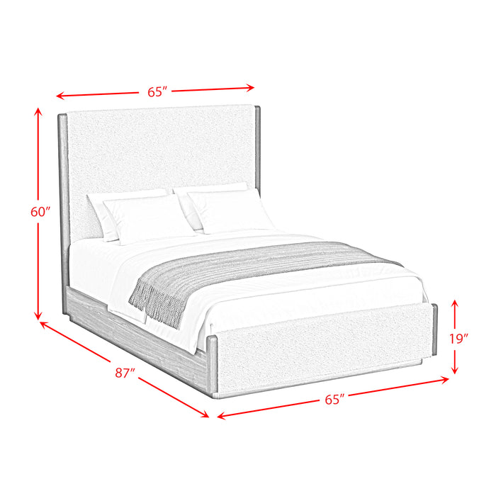 Brisbane UPH Bedroom Set with Boucle Beige and LED - Eclectic 79 Furniture Store