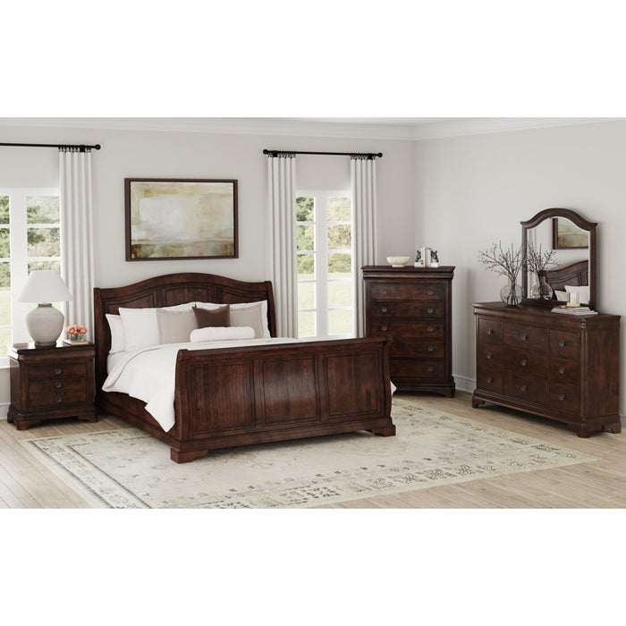 Cameron Cherry Sleigh Bed - Eclectic 79 Furniture Store