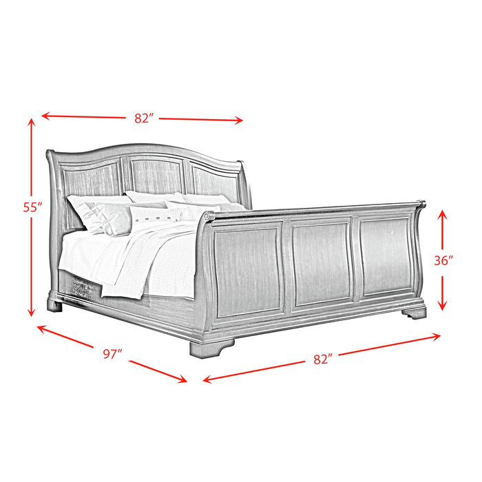 Cameron Cherry Sleigh Bed - Eclectic 79 Furniture Store
