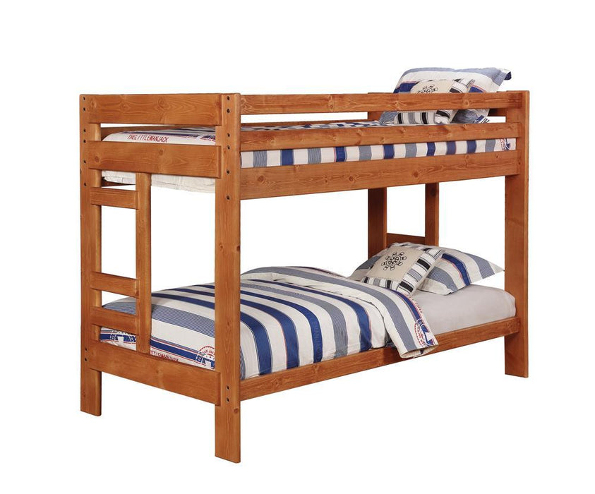 Wrangle Hill Amber Wash Twin-over-Twin Bunk Bed - Eclectic 79 Furniture Store