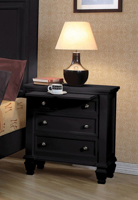 Sandy Beach Black Three-Drawer Nightstand With Tray - Eclectic 79 Furniture Store