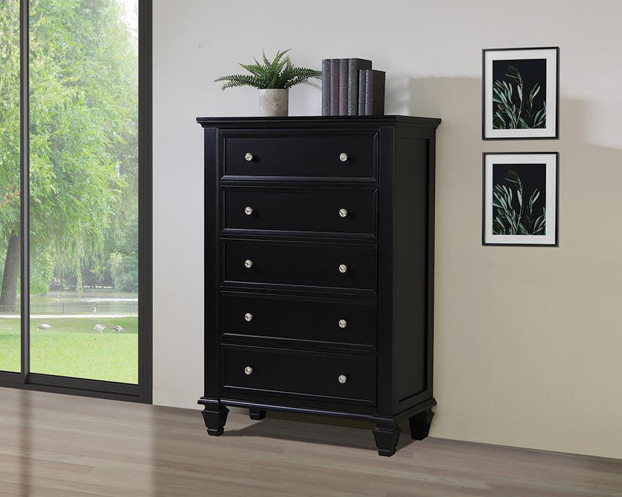 Sandy Beach Black Five-Drawer Chest - Eclectic 79 Furniture Store