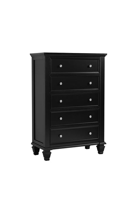 Sandy Beach Black Five-Drawer Chest - Eclectic 79 Furniture Store