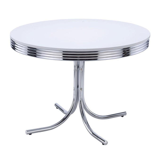 Retro White and Chrome Dining Table - Eclectic 79 Furniture Store